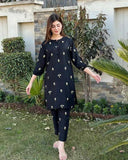 2 PIECE - FLORAL EMBROIDERED SUIT