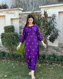 2 PIECE - FLORAL EMBROIDERED SUIT